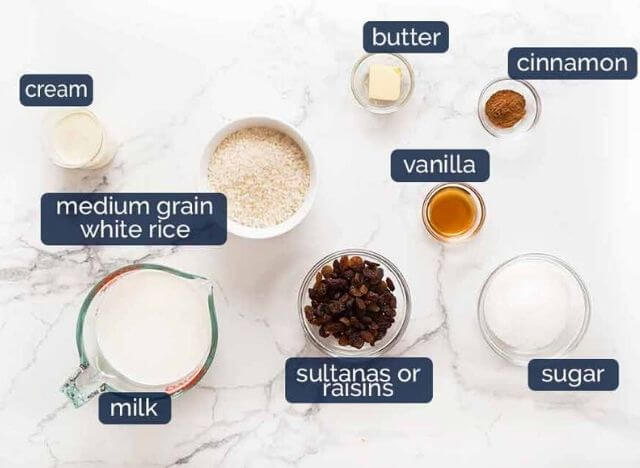 Rice Pudding Iingredients