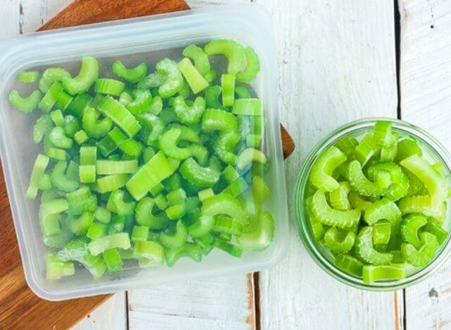 Celery can be frozen whole or chopped