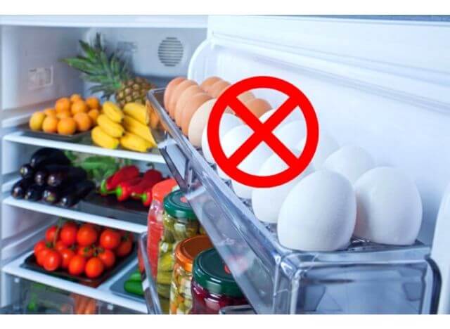 Do not place eggs in fridge door