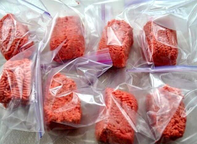 Meat should be put in airtight or Ziploc bags
