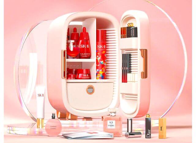 With a skincare fridge, you can store your makeup neatly
